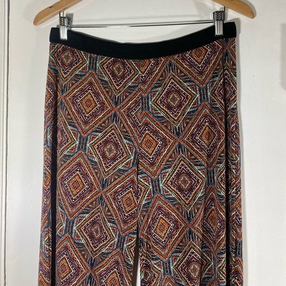 Bobeau Womens Pants Size Medium geometric stretch pull on Wide Leg fall autumn - Picture 2 of 10